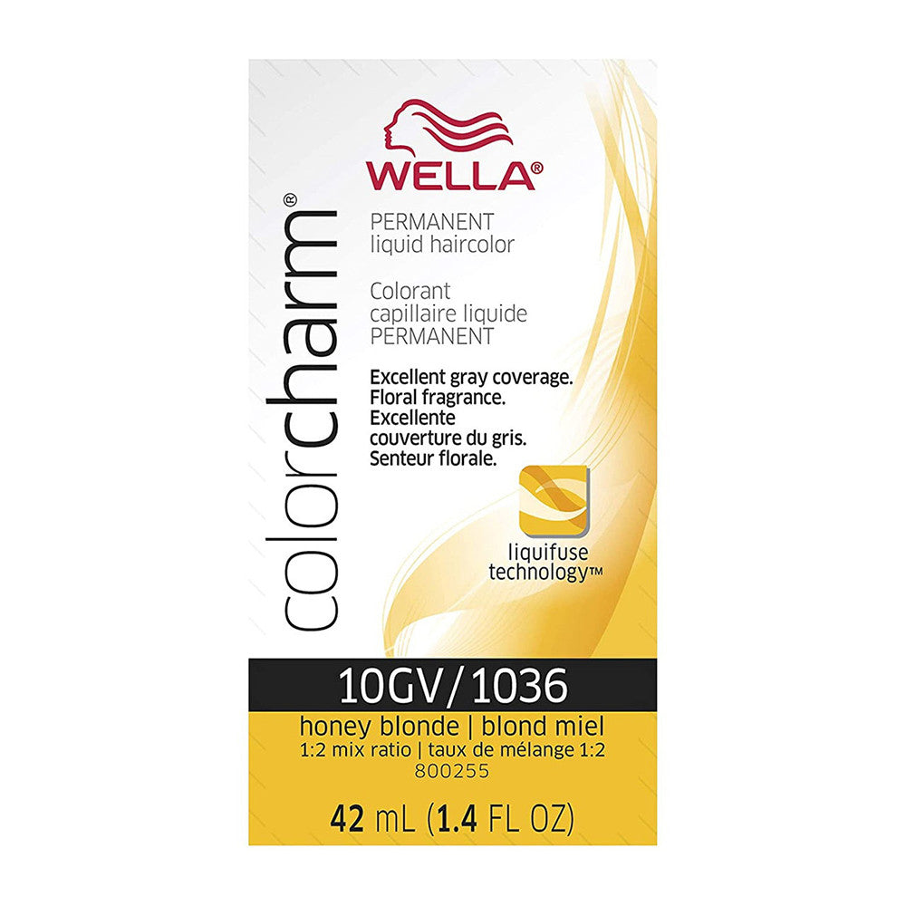 Wella Color Charm Hair Permanent Liquid Shade 10GV by 1036 Honey Blonde, 1.4 Oz